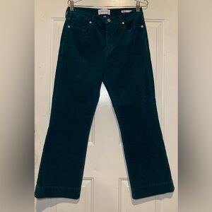 Dear John Women’s Dark Sea Green Blue Jeanne Flare Corduroy Pants Size 29 Cotton
